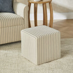 Pouf carré en lin rayé de style côtier