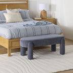 Banc rembourré en chenille, nuances indigo