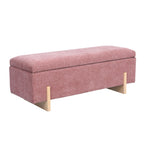 Banc de rangement en chenille rose