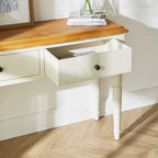 Console de table Hamptons Pin 2 tiroirs Blanc