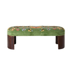 Banc courbé en velours vert brodé à la main