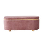 Banc de rangement en tissu texturé rose poudré