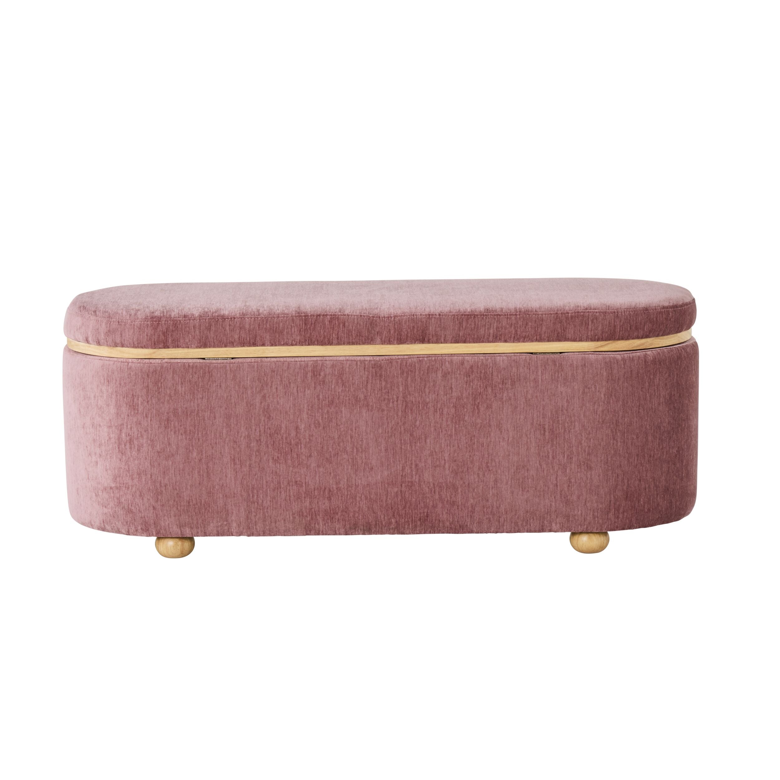 Textured Weave Storage Bench Blush Pink
