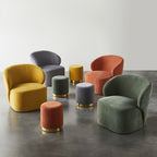 Pouf rond en tissu vert mousse