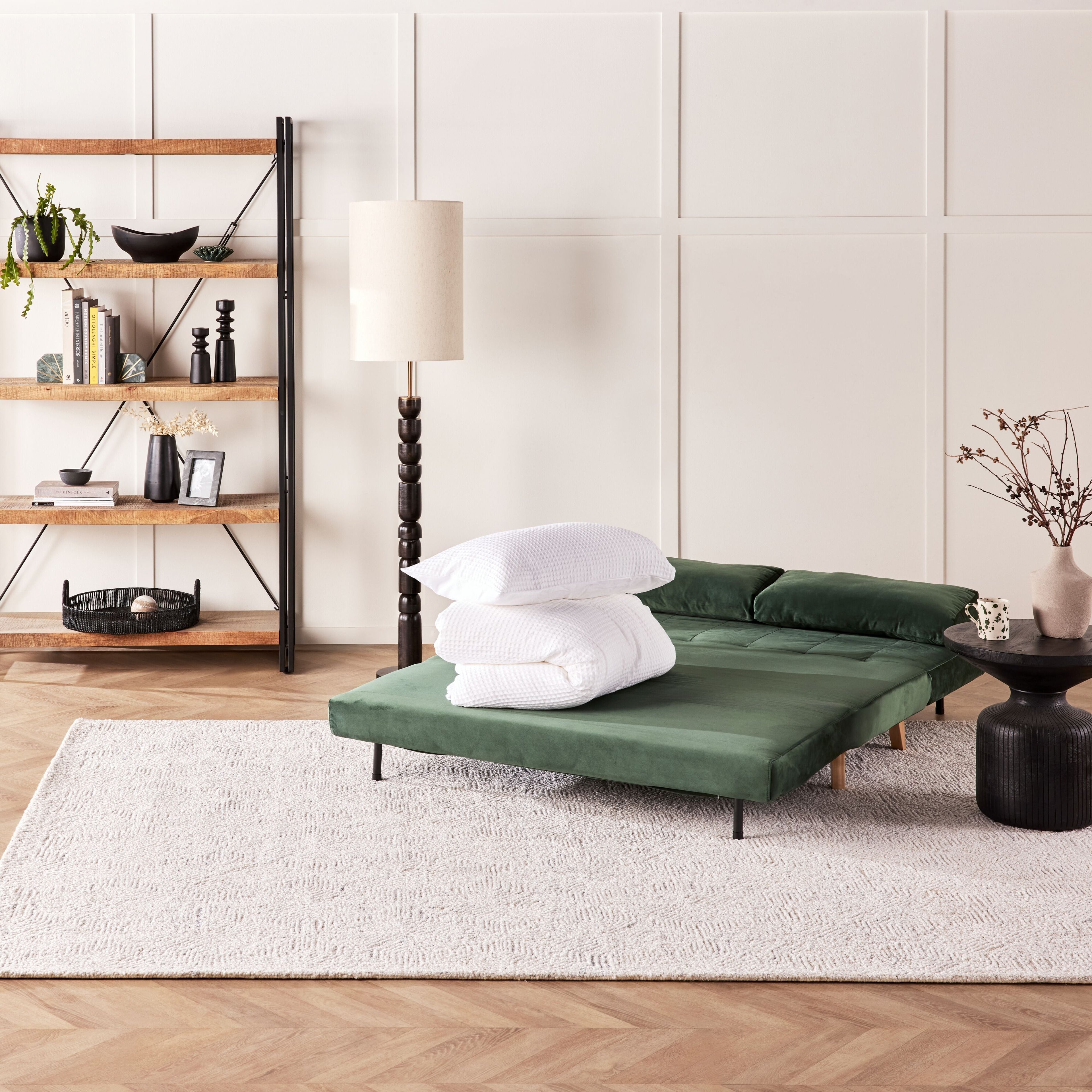 Velvet Double Sofa Bed Emerald Green