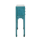 Console de style chinois 2 portes 6 tiroirs turquoise