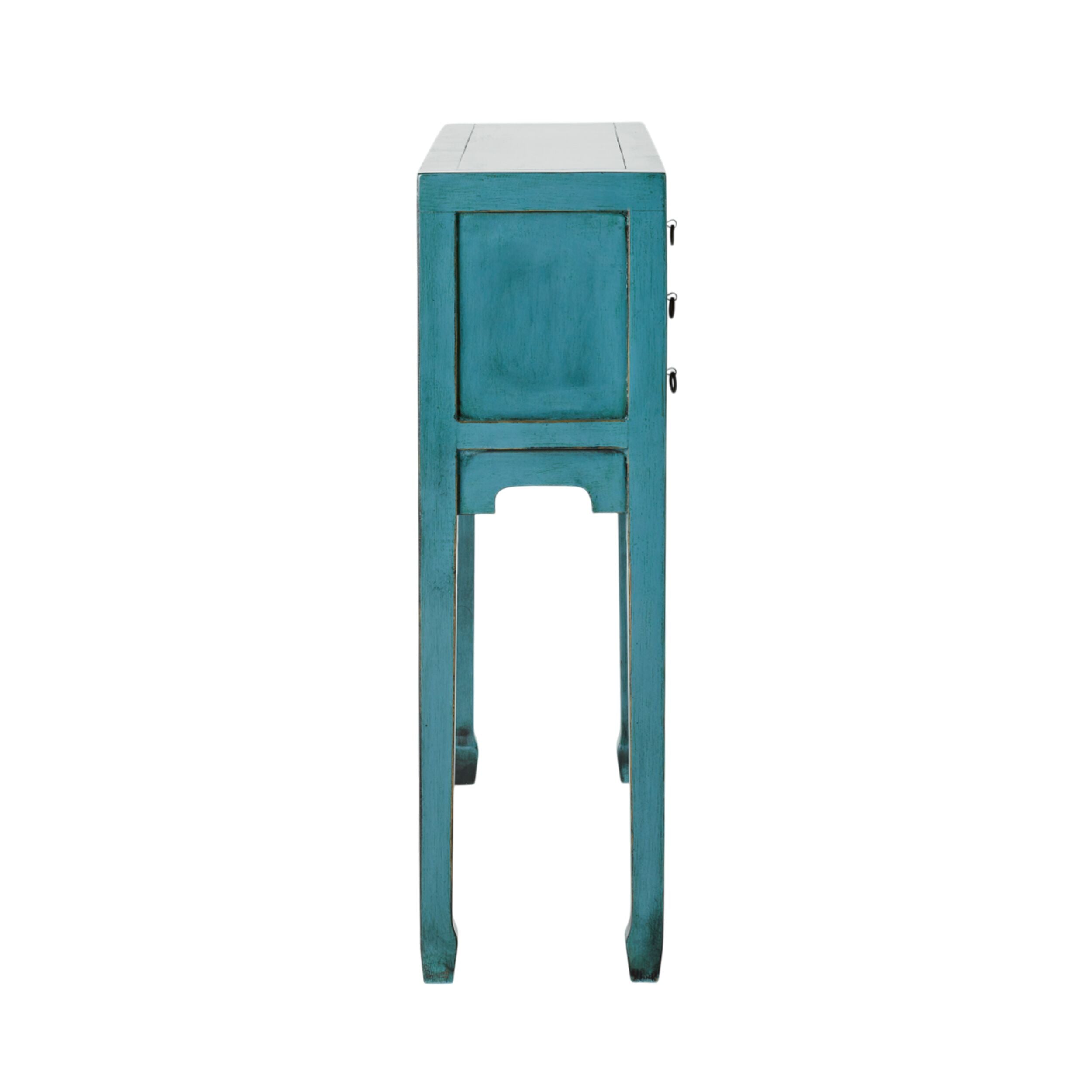 Chinese-Style Console 2 Door 6 Drawer Turquoise