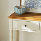 Console de table Hamptons Pin 2 tiroirs Blanc