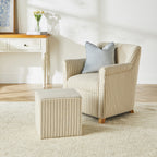 Pouf carré en lin rayé de style côtier