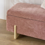 Banc de rangement en chenille rose
