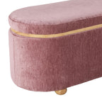 Banc de rangement en tissu texturé rose poudré