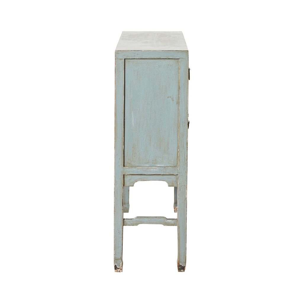 Chinese Antique-Style Console 5 Drawer 4 Door Dove Grey