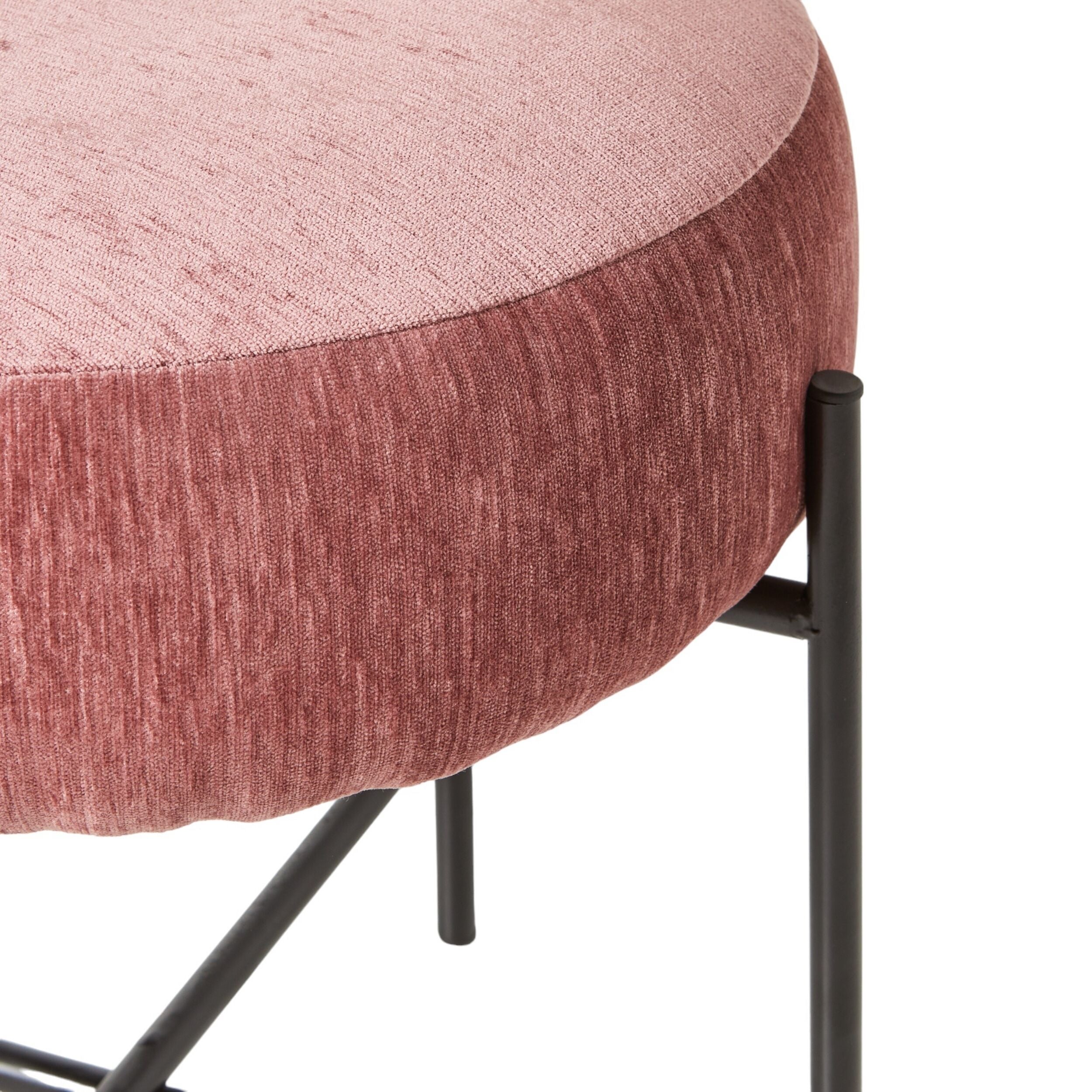 Round Fabric Footstool Rose Pink