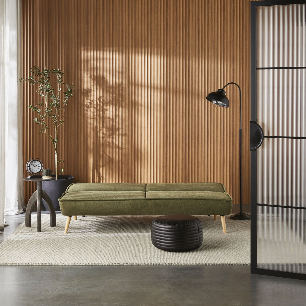 Click-Clack Sofa Bed Olive Green Textured Weave