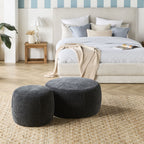 Grand pouf rond en tissu Shadow Black