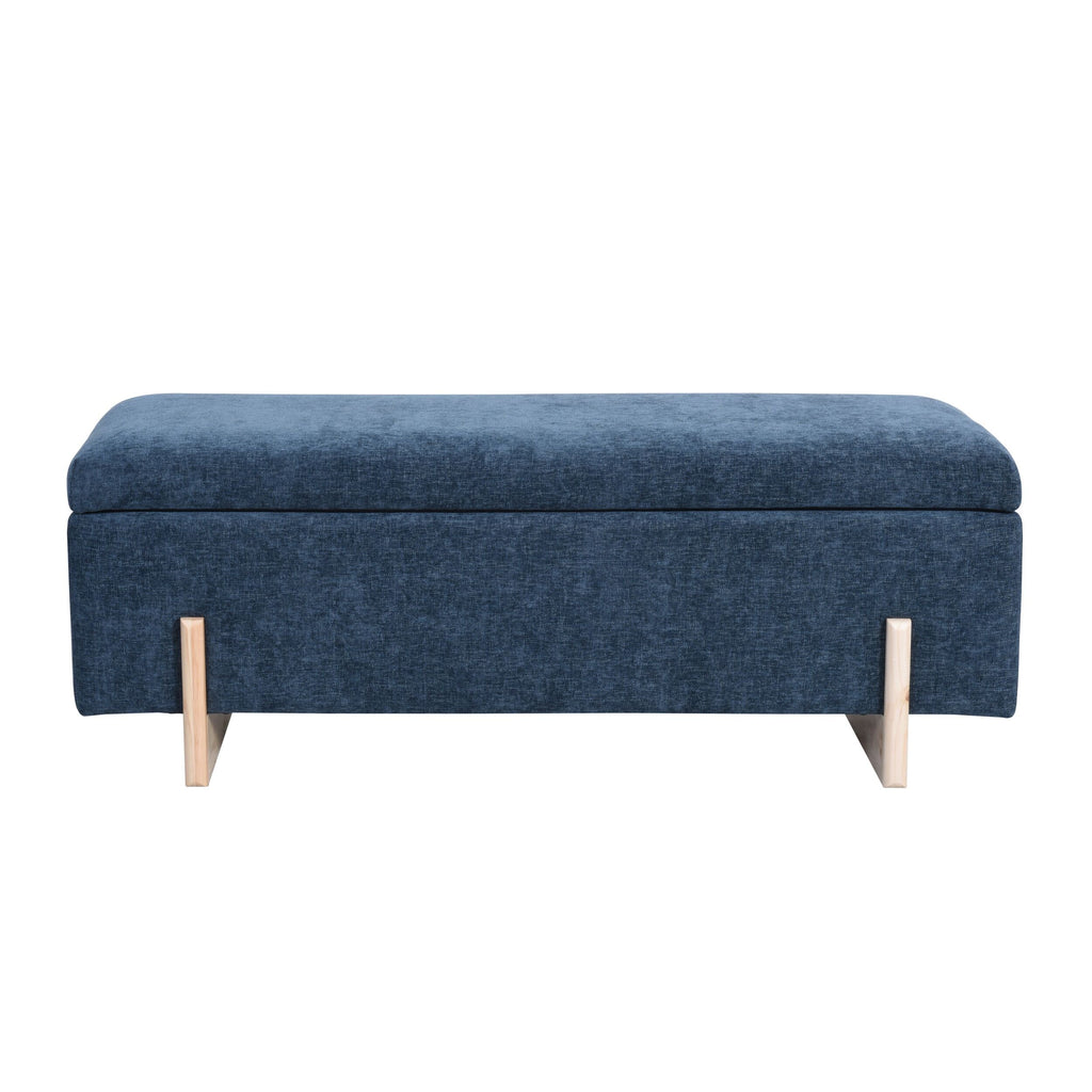 Chenille Storage Bench Mineral Blue
