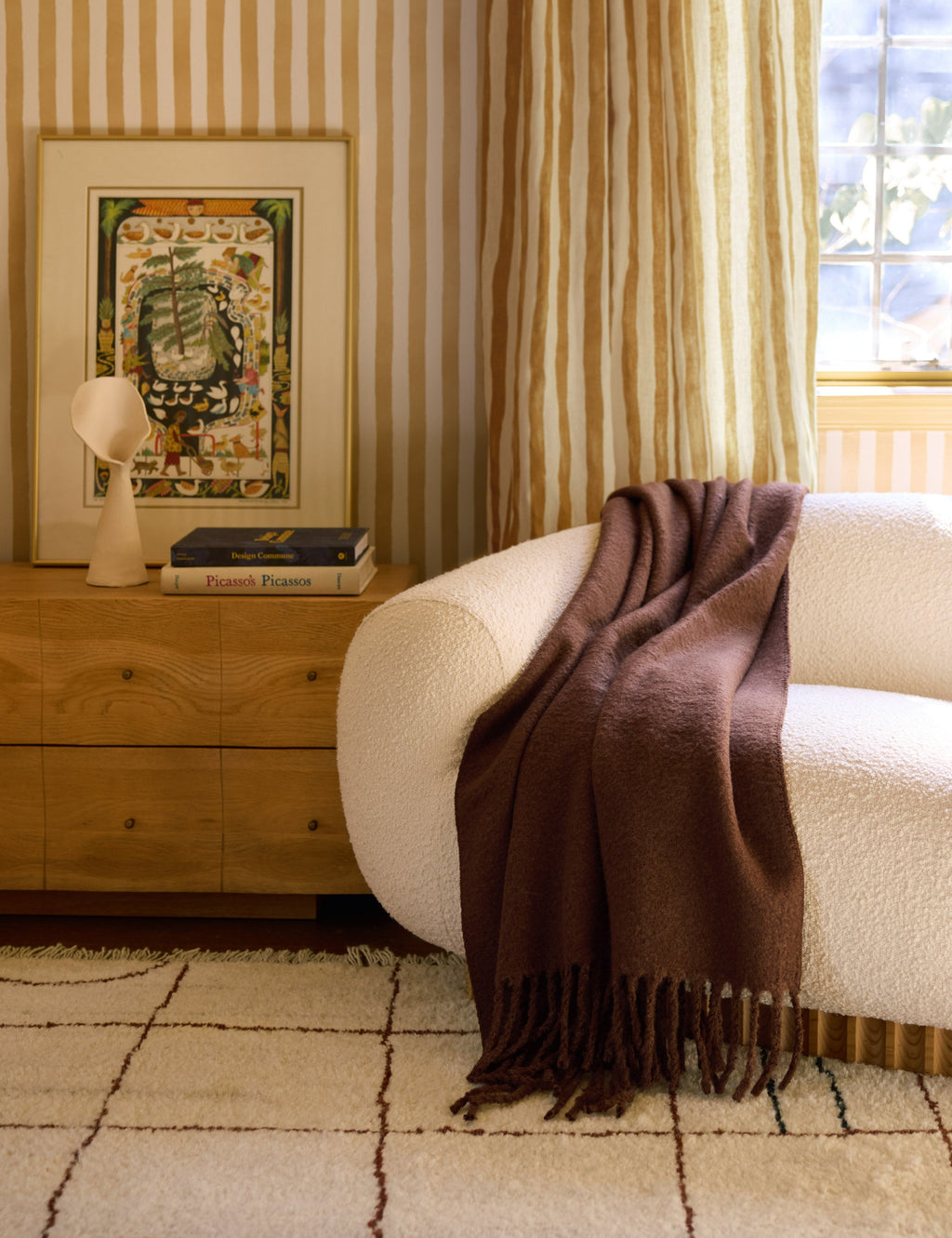 Snug Cozy Faux Mohair Tasseled Throw Blanket