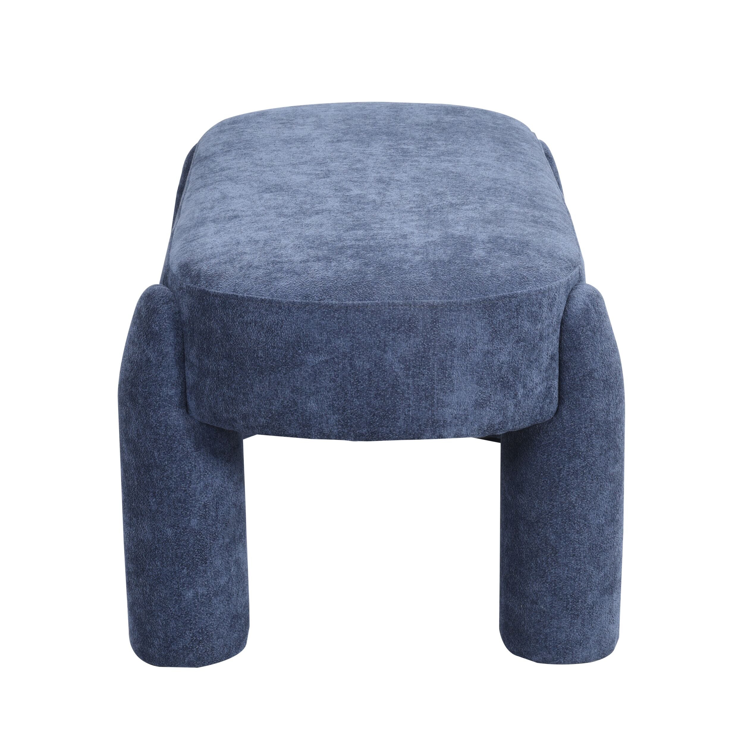 Chenille Upholstered Bench Shades of Indigo