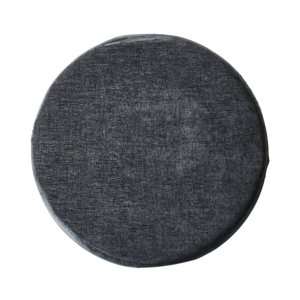 Large Round Fabric Ottoman Shadow Black