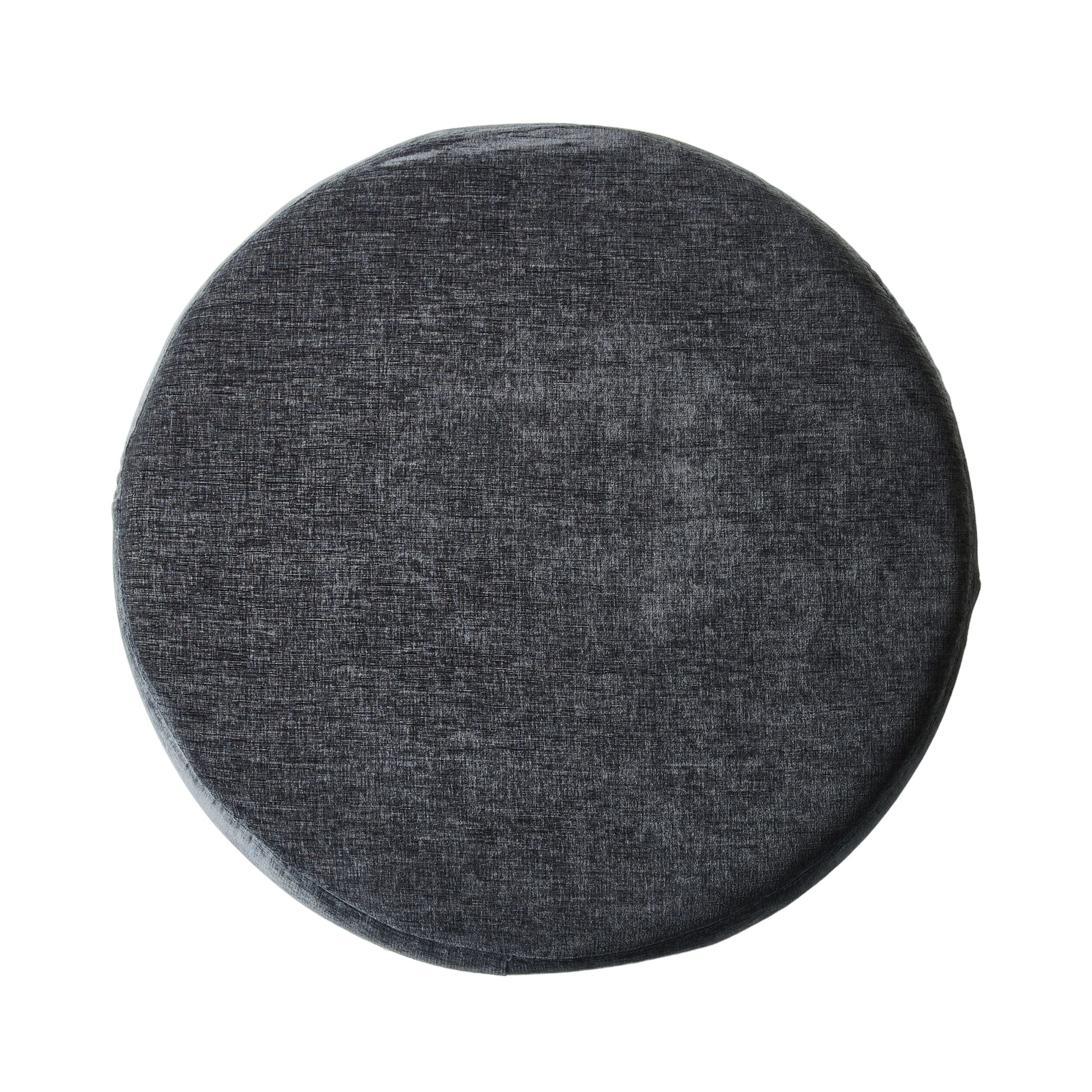 Large Round Fabric Ottoman Shadow Black