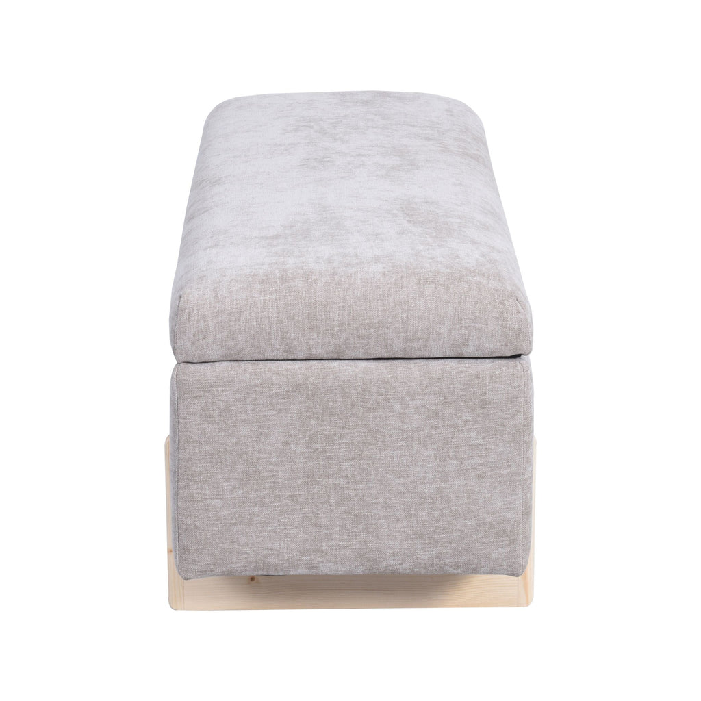 Chenille Storage Bench Flax Taupe