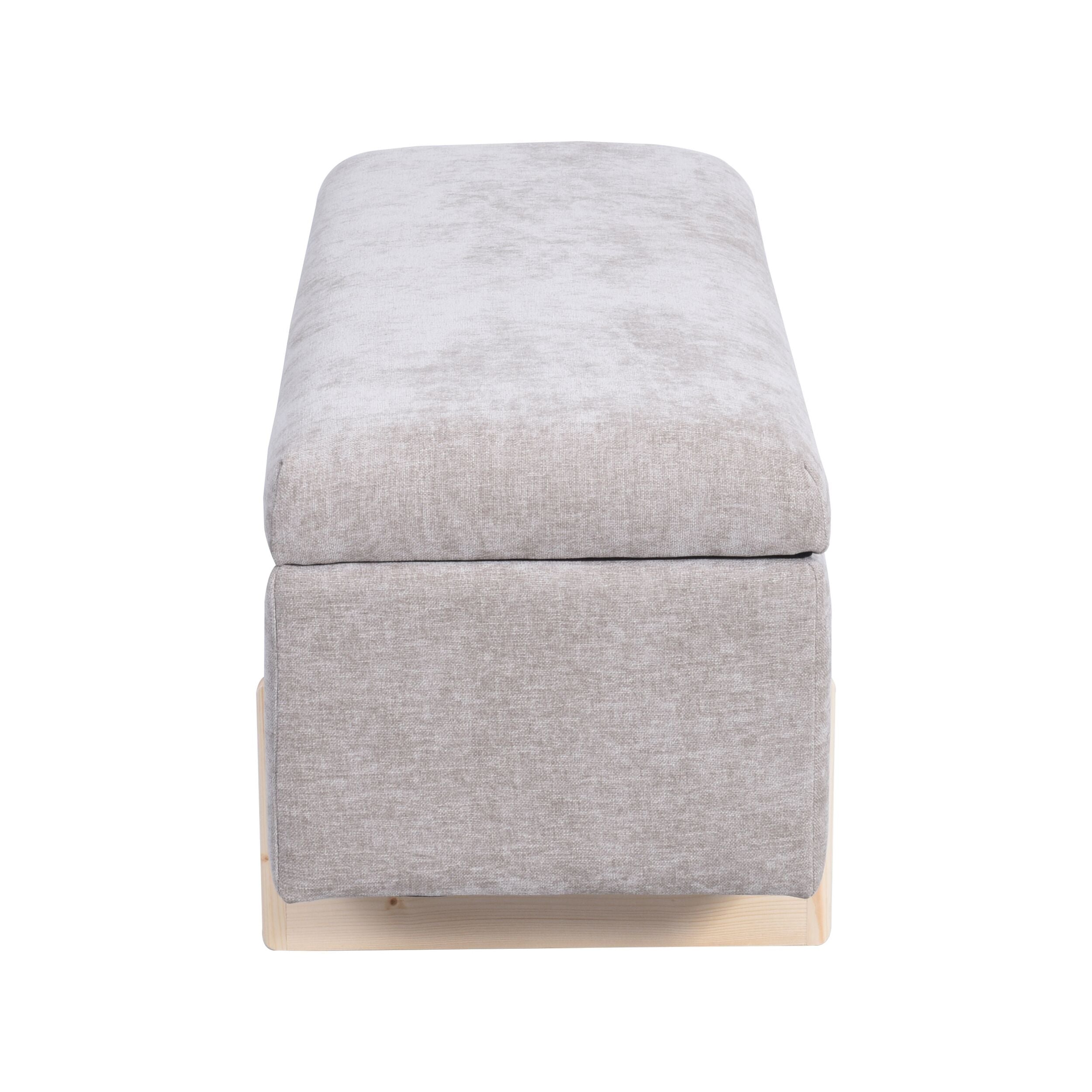 Chenille Storage Bench Flax Taupe