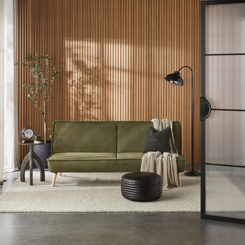 Click-Clack Sofa Bed Olive Green Textured Weave