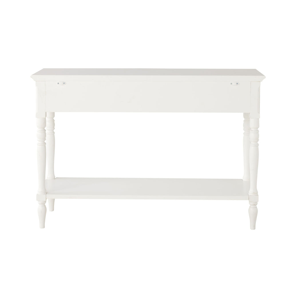 French Provincial Console Table White Antiqued