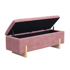 Banc de rangement en chenille rose