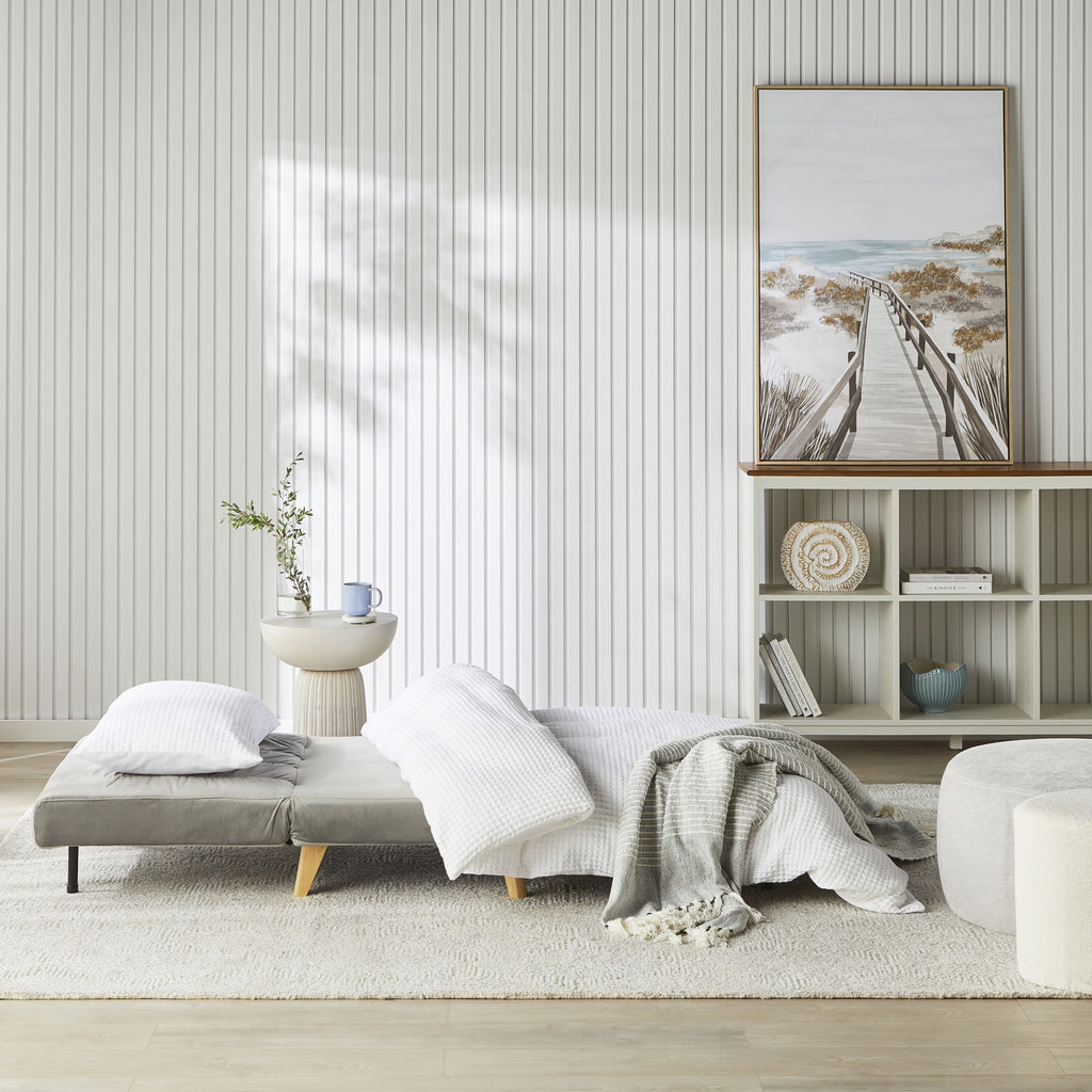 Velvet Single Sofa Bed Graphite Armless