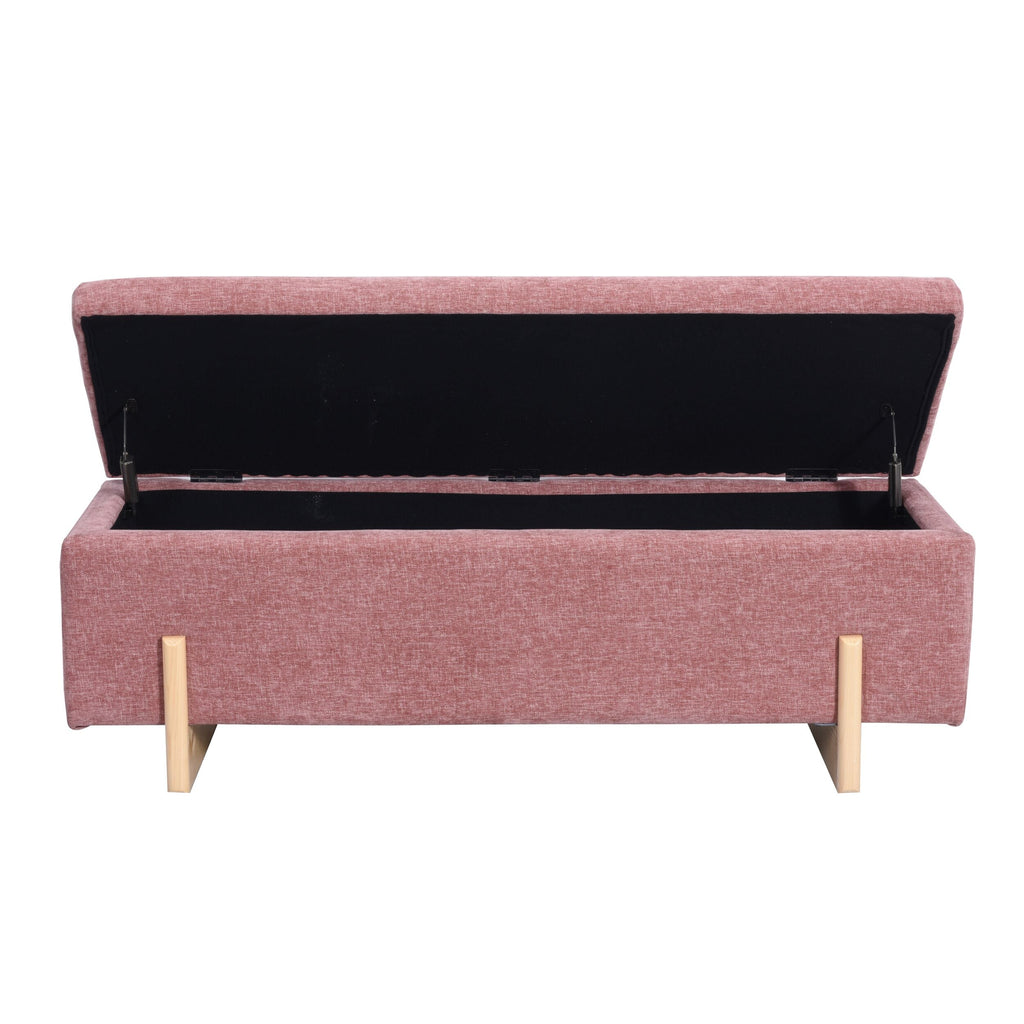 Chenille Storage Bench Rose Pink