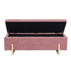 Banc de rangement en chenille rose