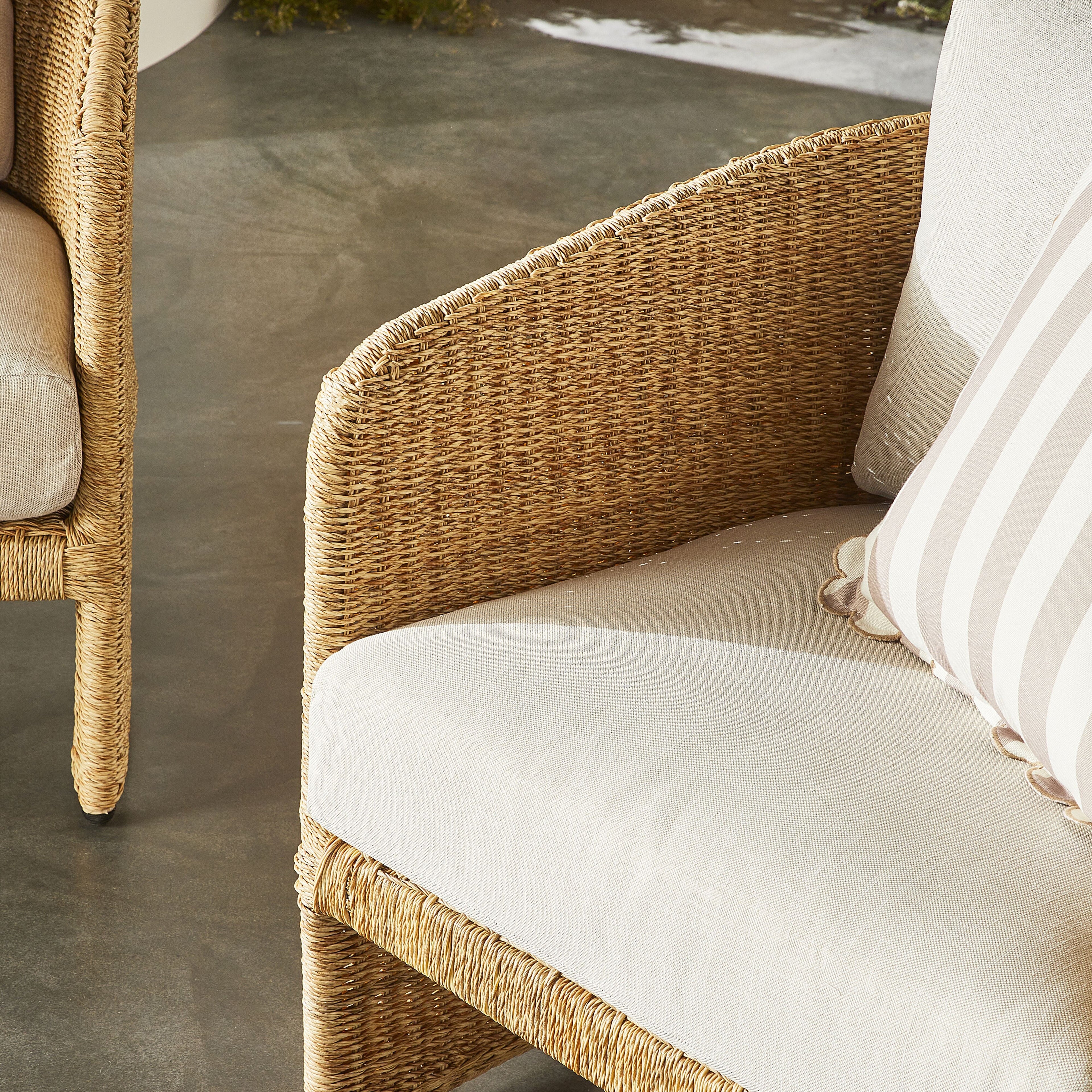 Synthetic Wicker Outdoor Armchair Natural Sand