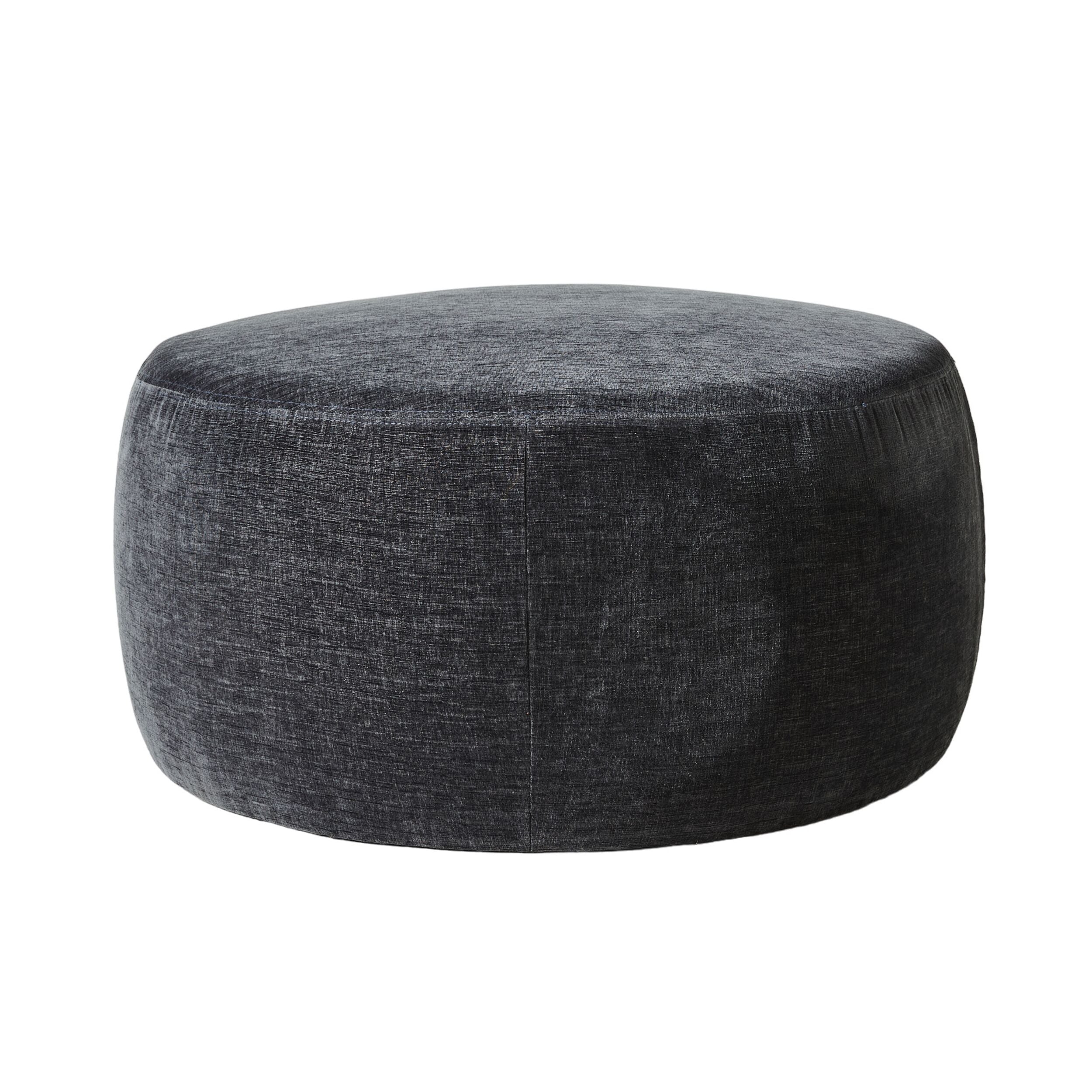 Large Round Fabric Ottoman Shadow Black