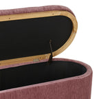 Banc de rangement en tissu texturé rose poudré