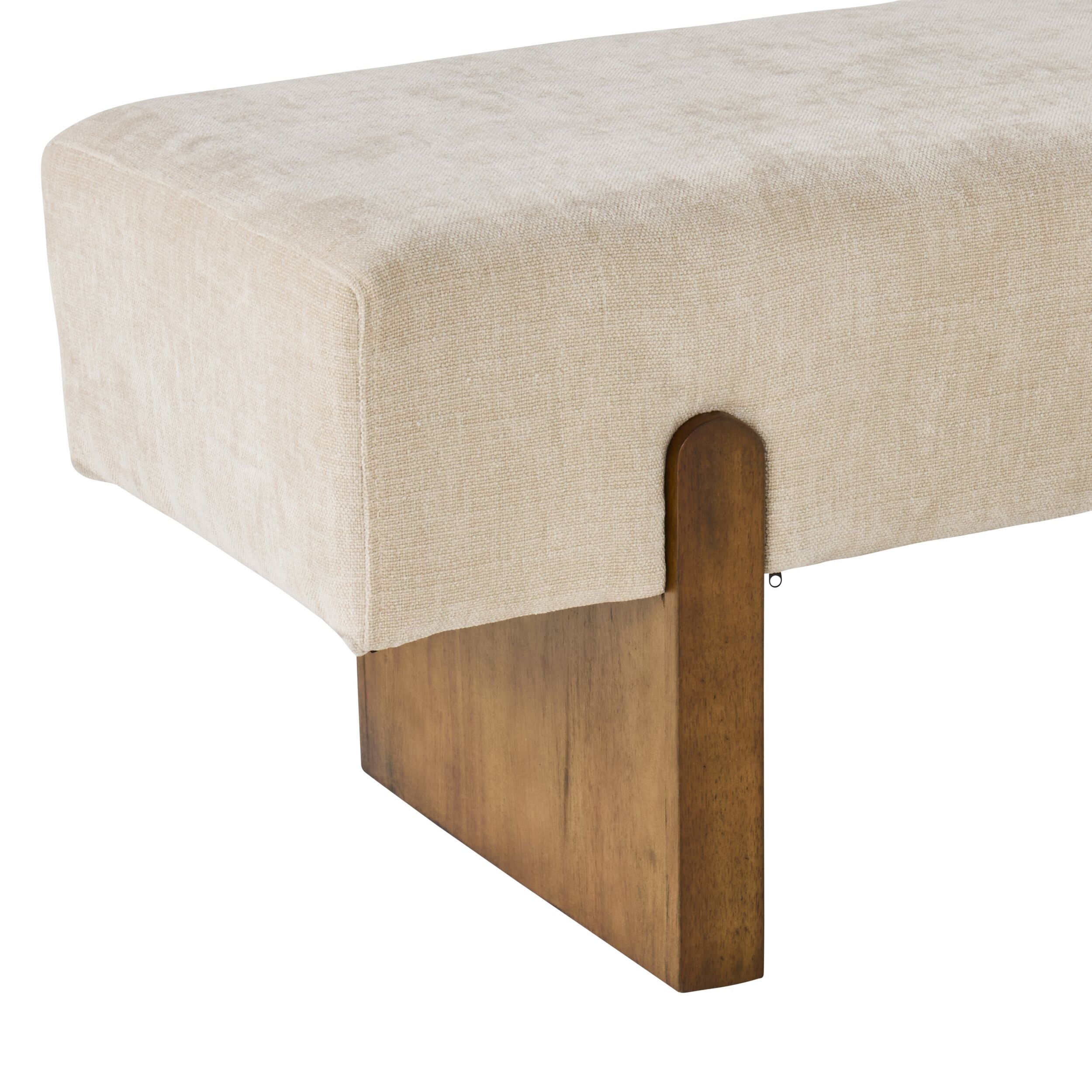 Textured Weave Upholstered Stool Parchment