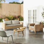 Fauteuil d'extérieur en osier toutes saisons Naturel