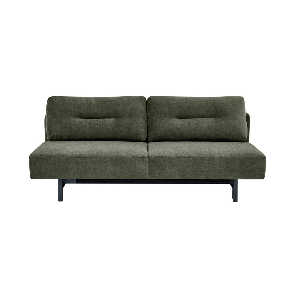 Mid-Century Pull-Out Sofa Bed Dark Green