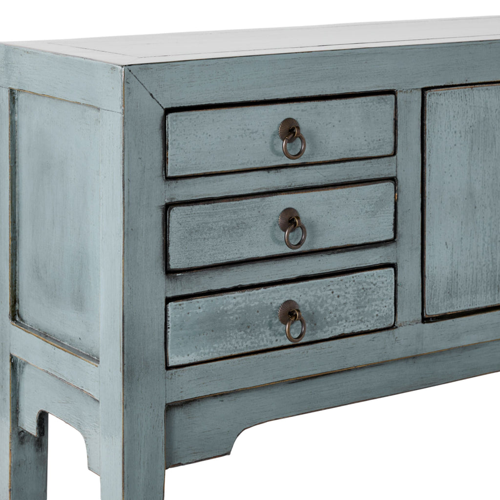 Chinese-Style Console 2 Door 6 Drawer Dove Grey