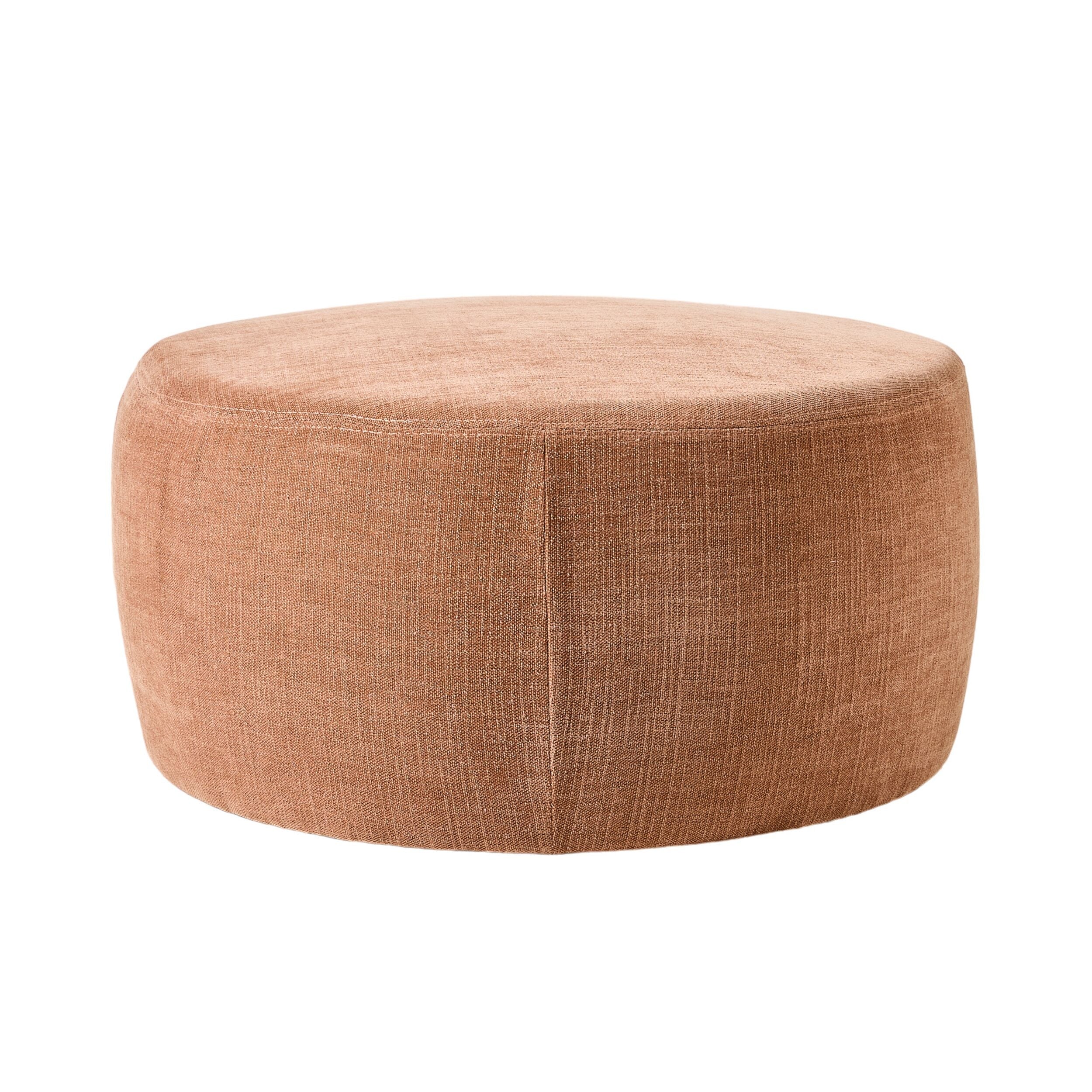 Large Round Fabric Ottoman Dusty Pink