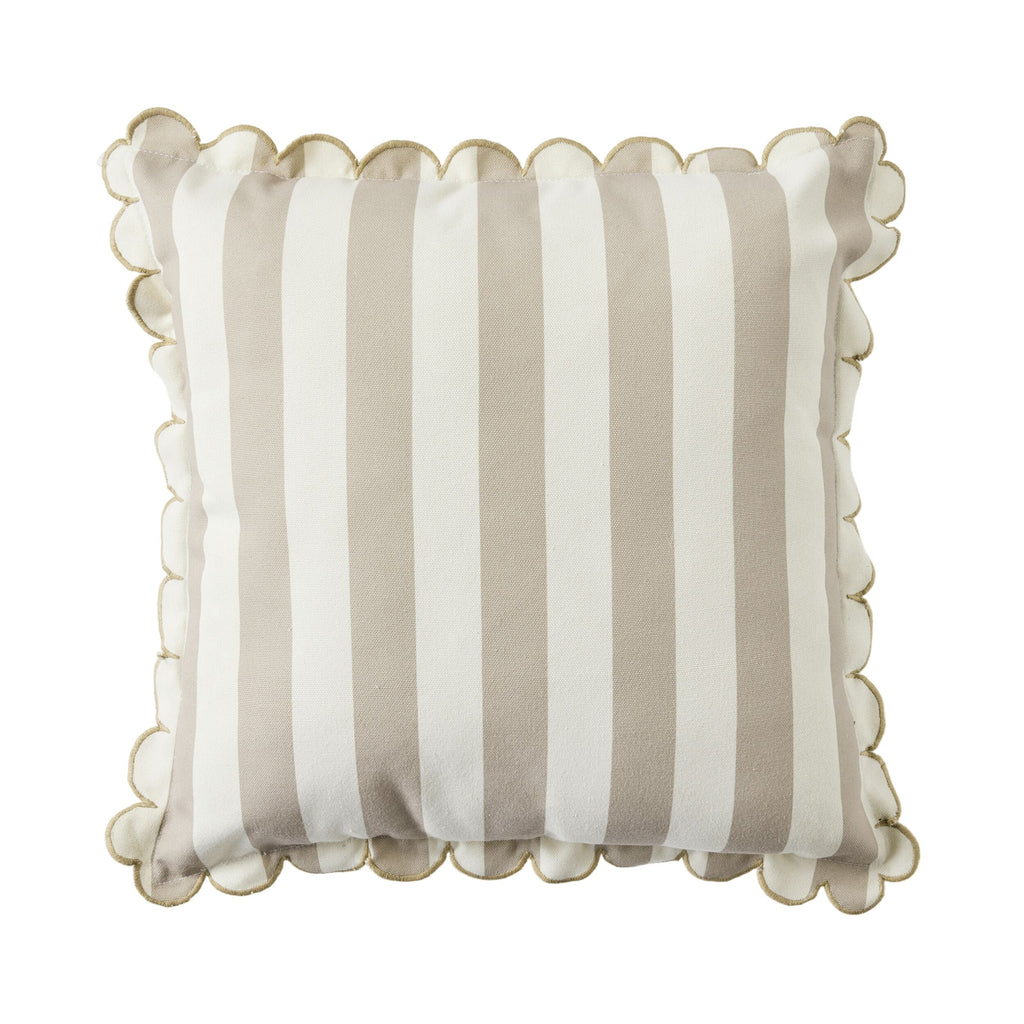 Scallop Edge Stripe Outdoor Cushion 45x45cm Taupe