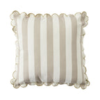 Coussin d'extérieur rayé avec bord festonné 45x45cm Taupe