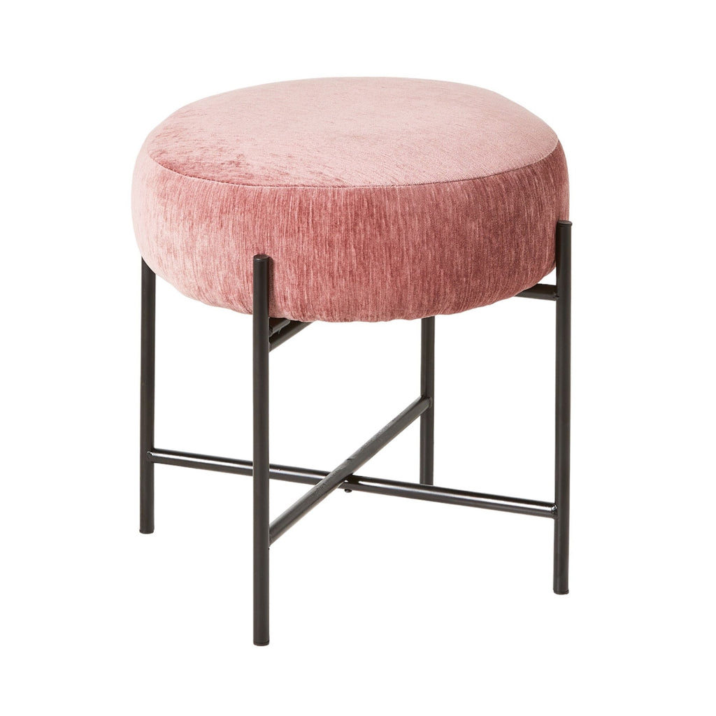 Round Fabric Footstool Rose Pink