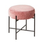 Repose-pieds rond en tissu rose vif