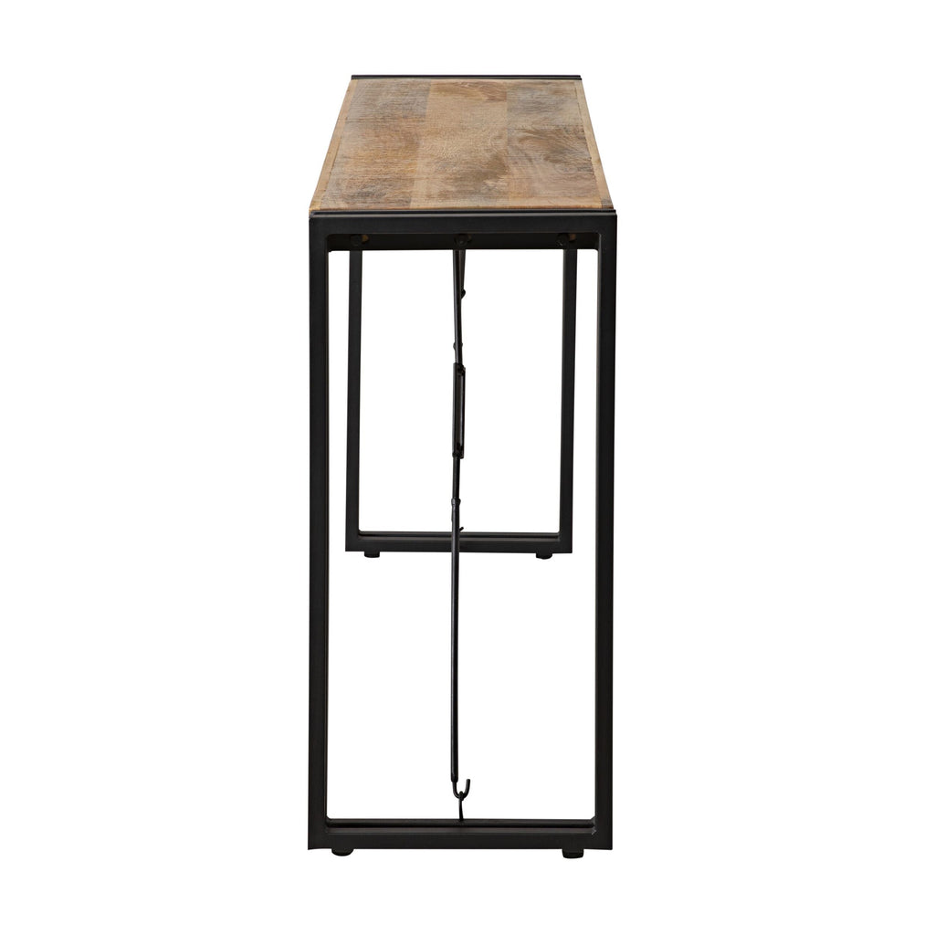 Mango Wood Loft-Style Console Table Black Frame