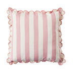Coussin d'extérieur rayé avec bord festonné 45x45cm Rose poudré