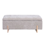 Banc de rangement en chenille lin taupe