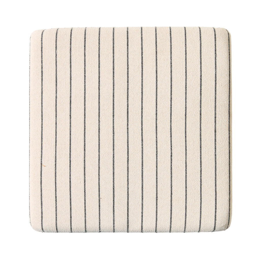 Square Linen Stripe Ottoman Coastal Style