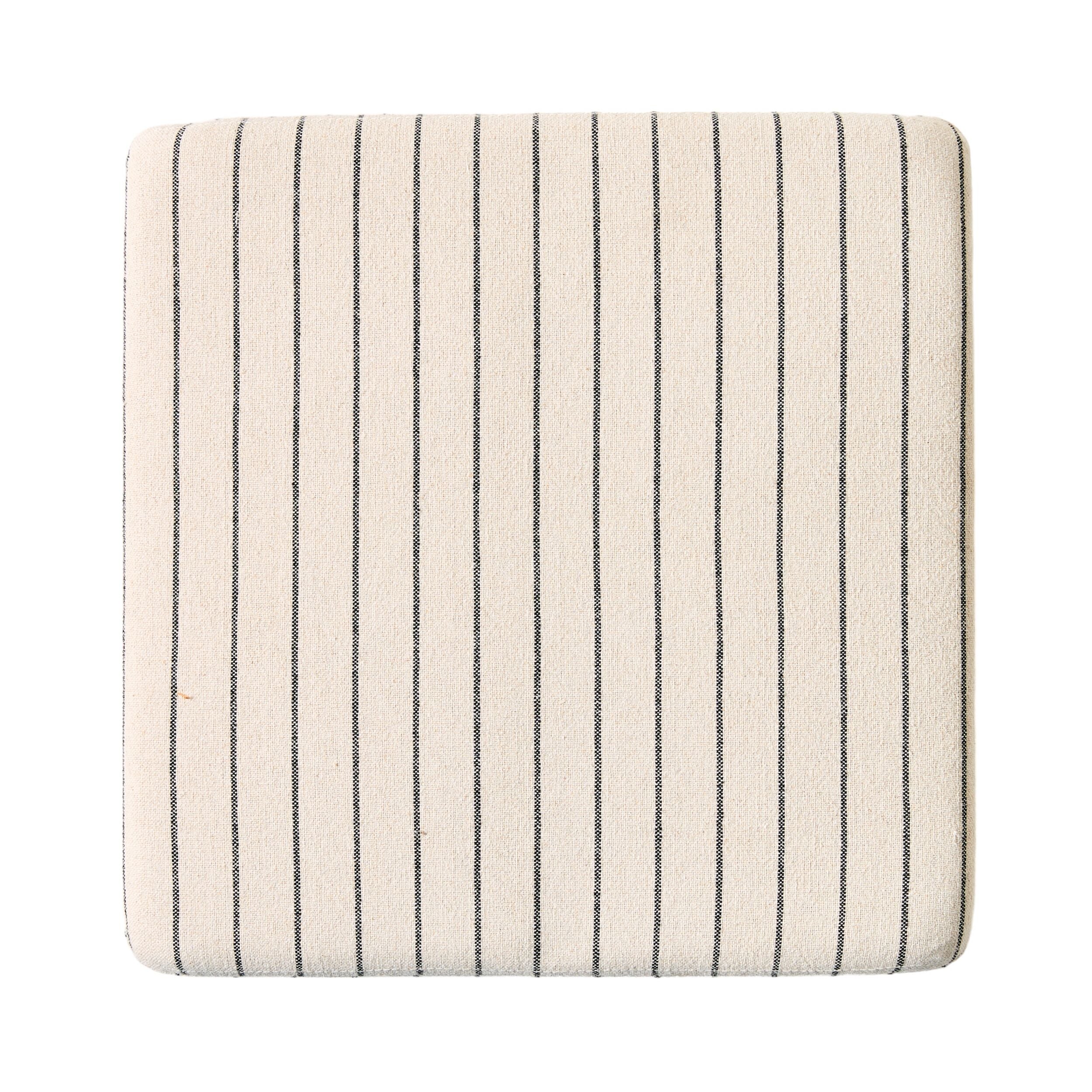 Square Linen Stripe Ottoman Coastal Style