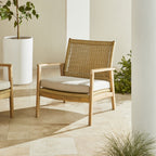 Chaise d'appoint d'extérieur en osier, bois naturel